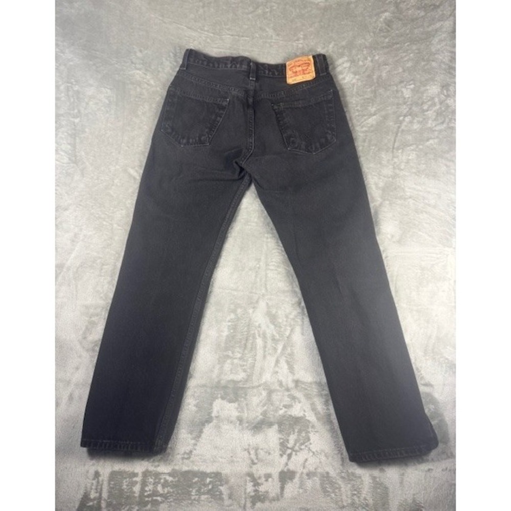 Levi's Jeans Mens 34x32 505 Regular Fit Black Straight Leg Denim Pants - Picture 7 of 8